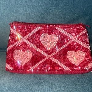 Cute heart bedazzled pouch